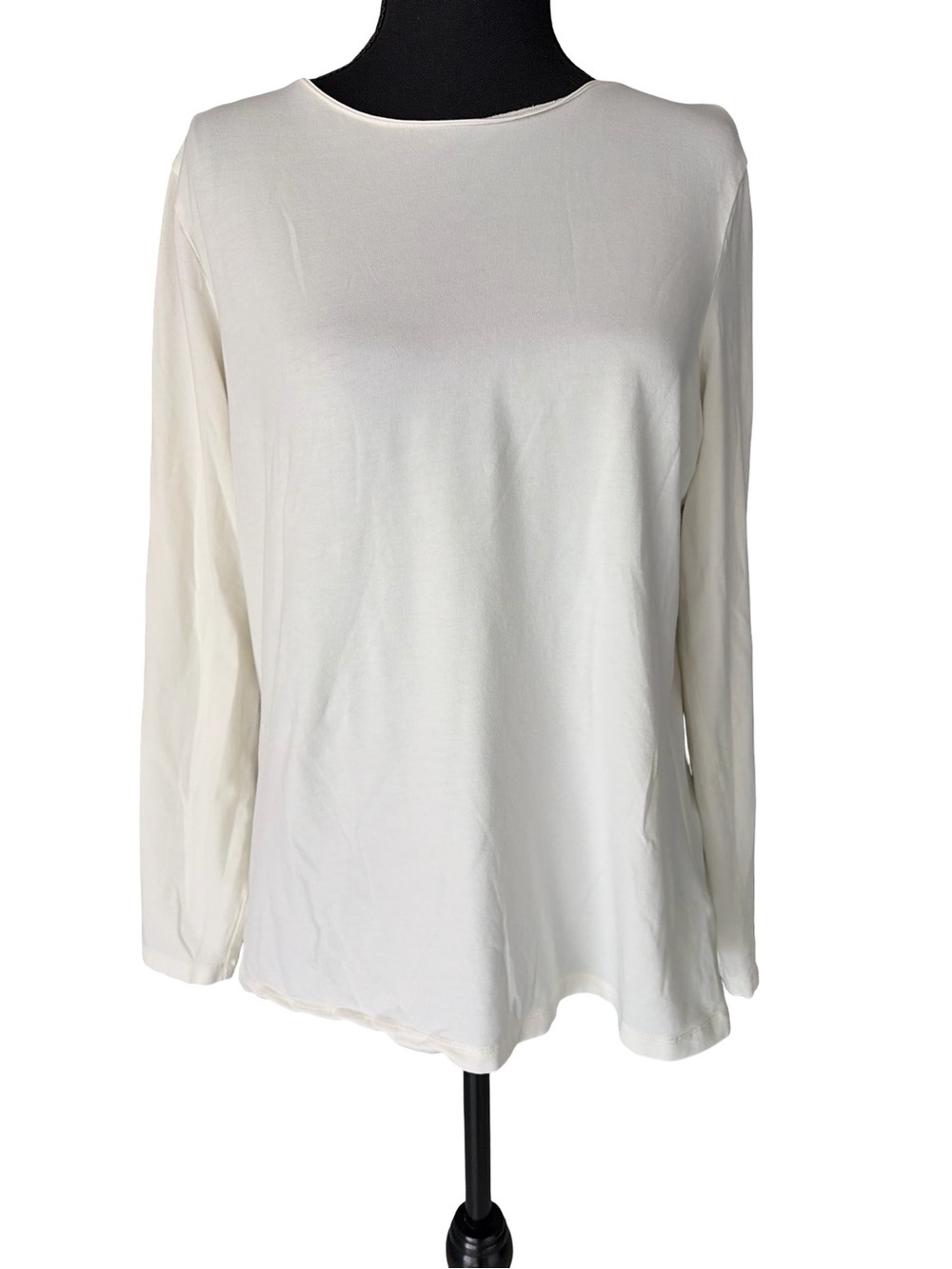 Coldwater Creek Cream Long-Sleeve Crew Neck Top